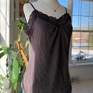Deep Brown Ribbed Cami Tank Large